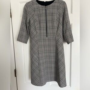 Elie Tahari Black & White Plaid Women’s A-Line Dress with zipper - Size 8